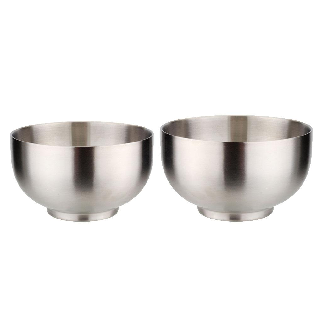 2 Pcs Stainless Steel Bowls Set Multipurpose Rice Serving Bowl Korean Style