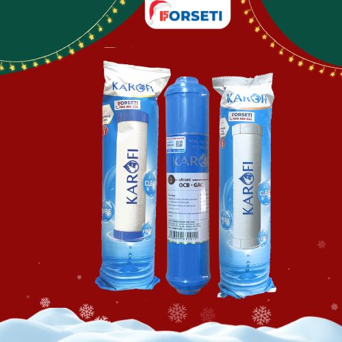 Bộ 3 lõi lọc nước 123 hàng chính hãng Karofi với lõi số 2 OCB nhỏ cắm nhanh, dùng cho các dòng máy N-e.