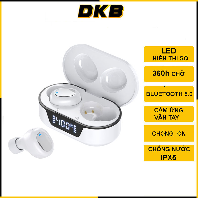 Tai Nghe Bluetooth - Tai Nghe Nhét Tai Không Dây TW16 - Cảm Ứng Vân Tay - Chống ồn - Chống nước - Kết Nối Bluetooth 5.0 - Âm Thanh HiFi