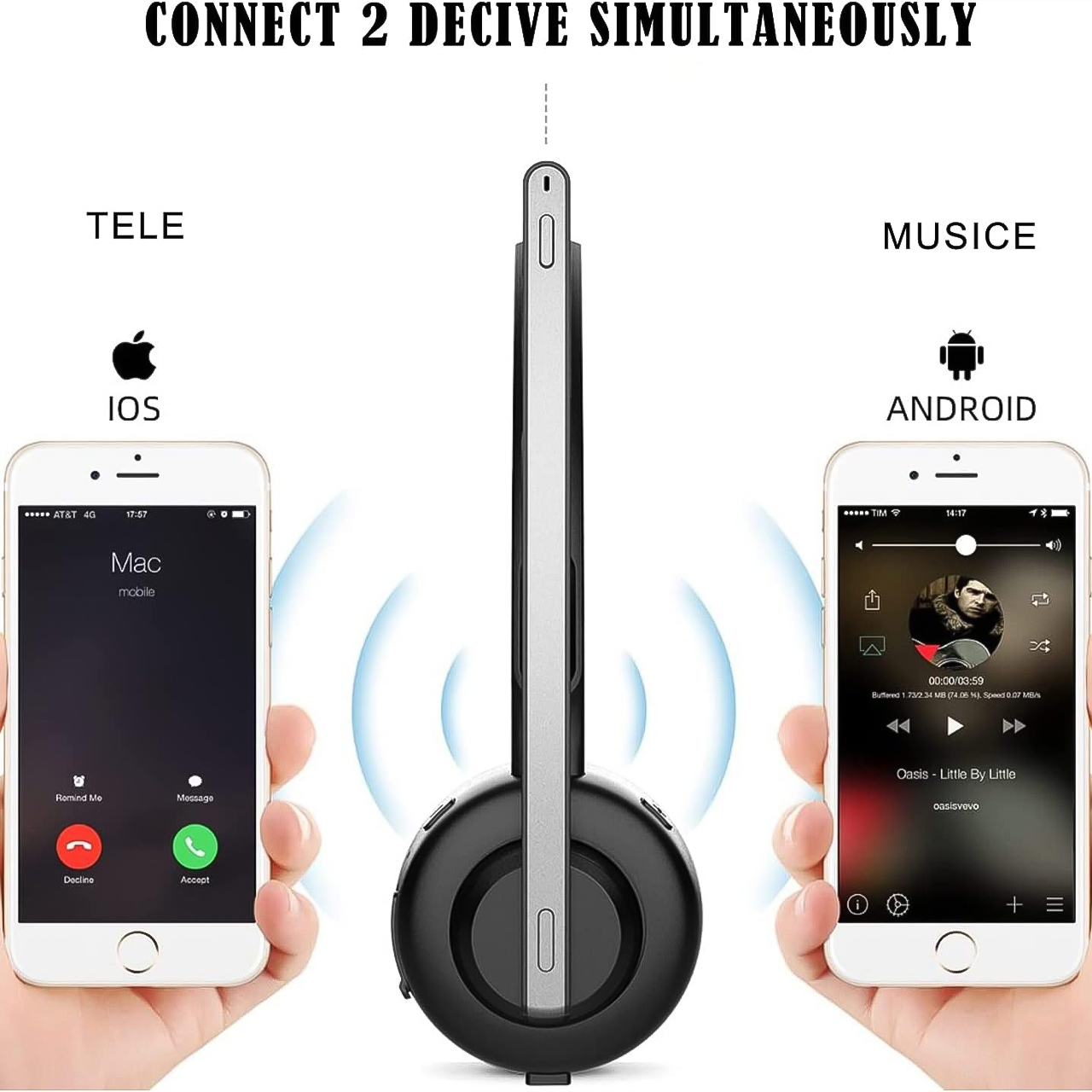 Tai Nghe Bluetooth Không Dây Vinetteam TH10B Micro Khử Ồn, Âm Thanh Nổi, Hỗ Trợ Gọi Rảnh Tay và Văn Phòng, Kèm Đế Sạc - hàng chính hãng