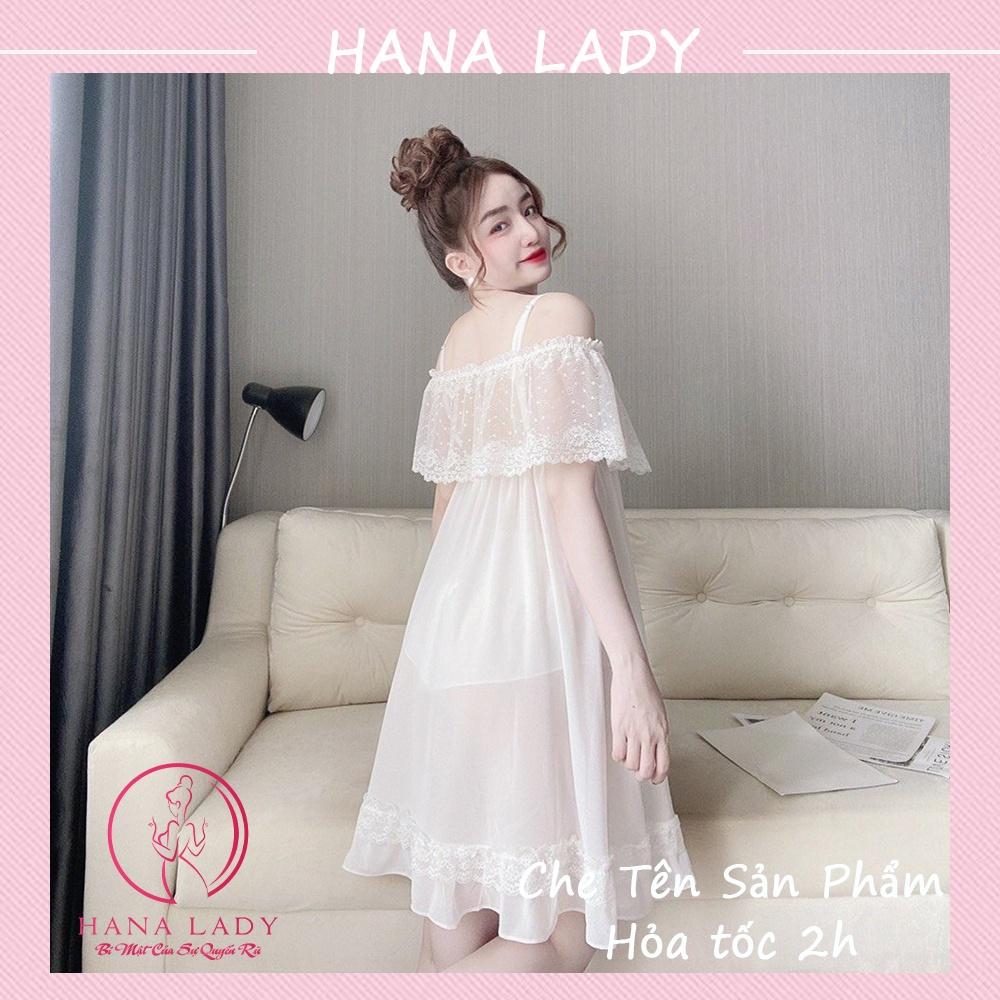 Váy ngủ nữ quyến rũ - Đầm ngủ sexy voan lụa cao cấp trễ vai gợi cảm VN482