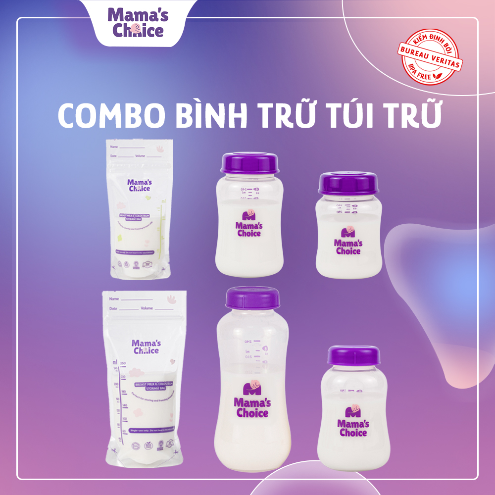 Combo Bình Trữ Sữa và Túi Trữ Sữa Mama’s Choice, Bảo Quản và Trữ Sữa Mẹ, Kiểm Định An Toàn Quốc Tế Bureau Veritas