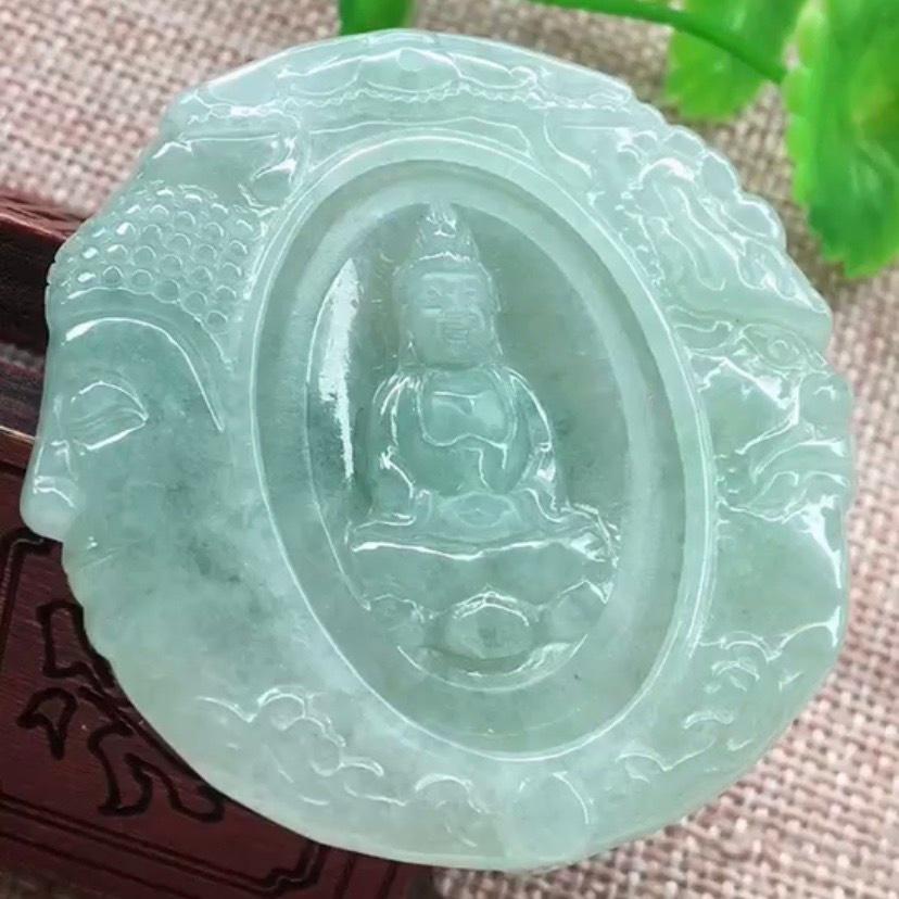 Mặt Phật thiện ác Ngọc phỉ thúy tự nhiên Jadeite A