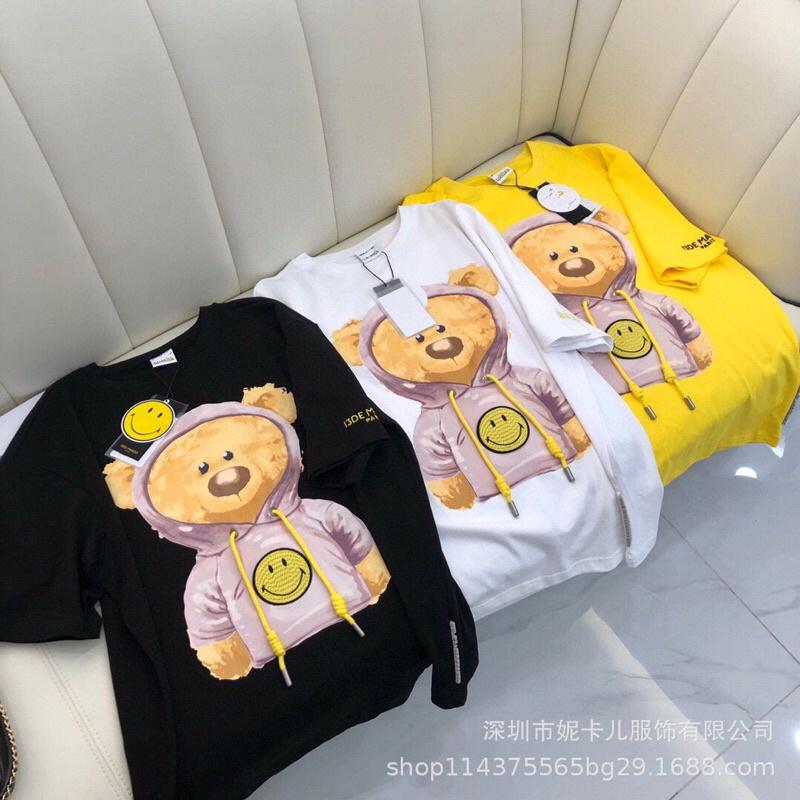 Áo Phông Unisex Hàn Quốc Dáng Rộng Họa Tiết Gấu Drew 3 Màu Siêu Xinh