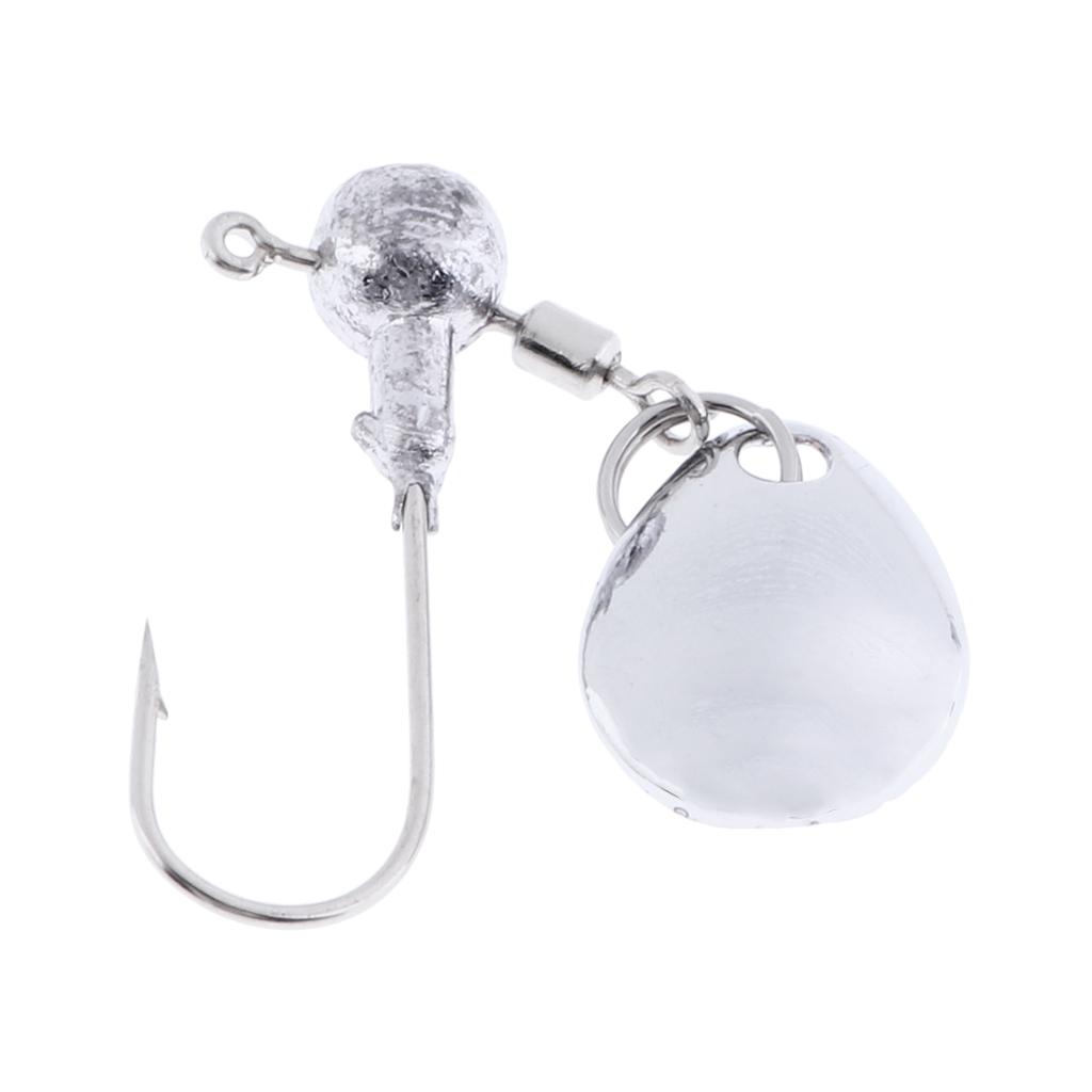 5x Fishing Ball Jig Heads Spinner Jigs Single Hook for Bass Fishing