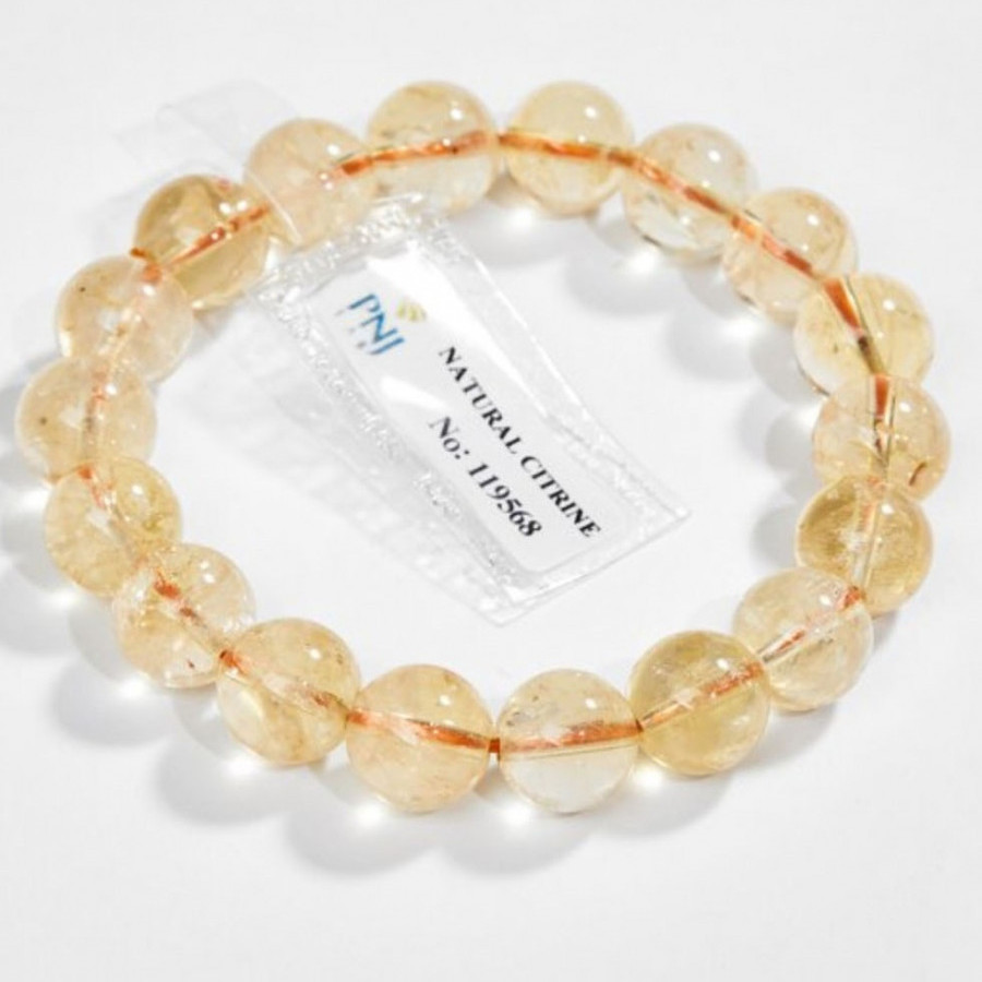 Gembank Vòng Tay Thạch Anh Vàng Citrine 10MM Kèm Giấy Kiểm Định