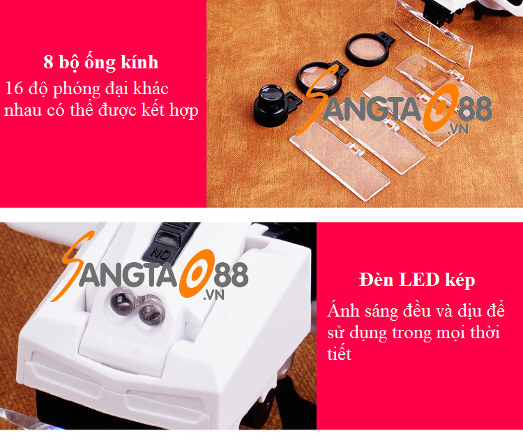 Kính lúp chuyên dụng đeo trán sửa chữa đồ điện tử, đọc sách đa năng cao cấp version6 9892E1