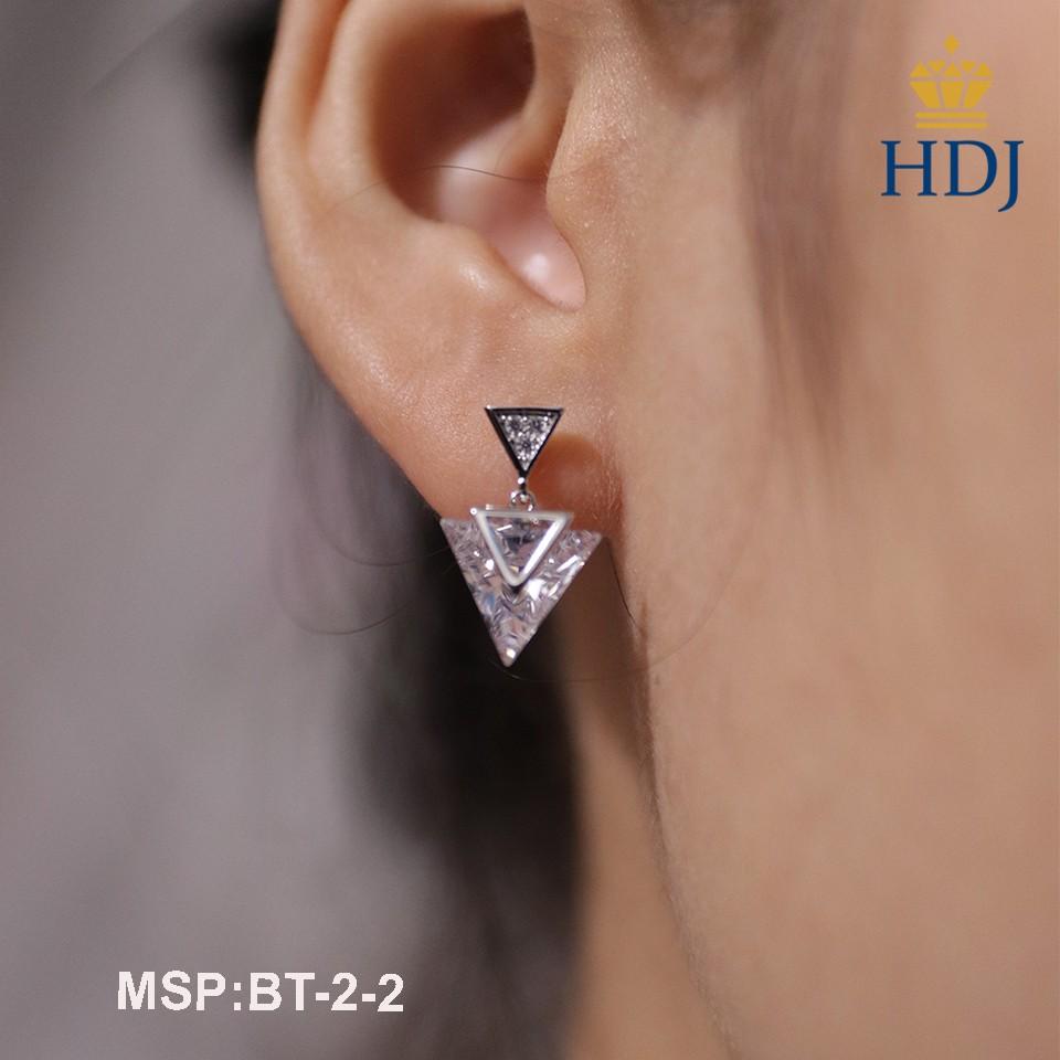 Bông Tai Khuyên tai hình kim cương đính đá sang trọng trang sức HDJ mã sản phẩm BT-2-2