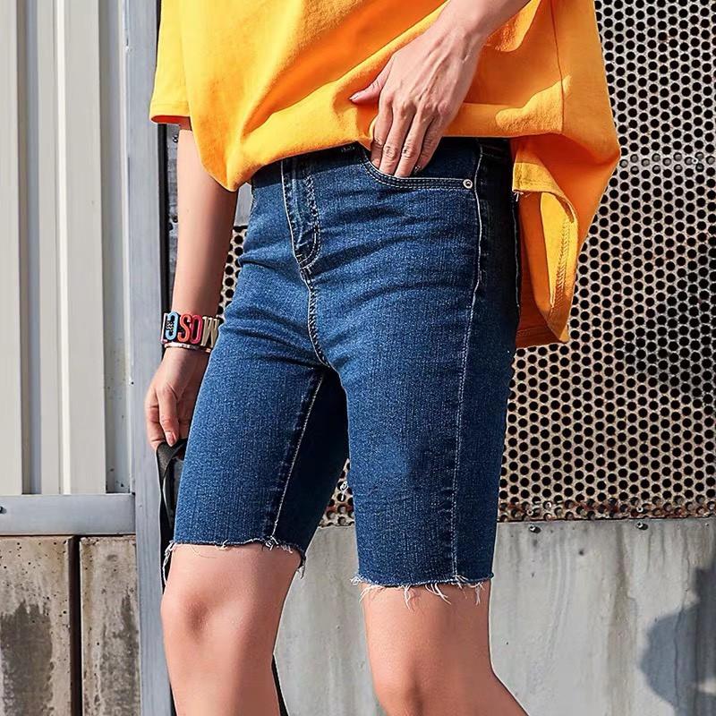 Quần jean nữ ngố / lửng BIG SIZE lưng cao, co dãn mạnh trơn truyền thống dành cho người béo 60-90kg Moliruan 3549