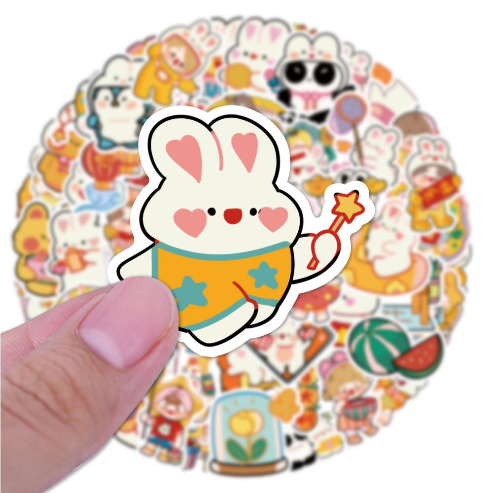 Sticker EM BÉ NĂM MỚI CHIBI hoạt hình cute trang trí mũ bảo hiểm,guitar,ukulele,điện thoại,sổ tay,laptop-mẫu S107