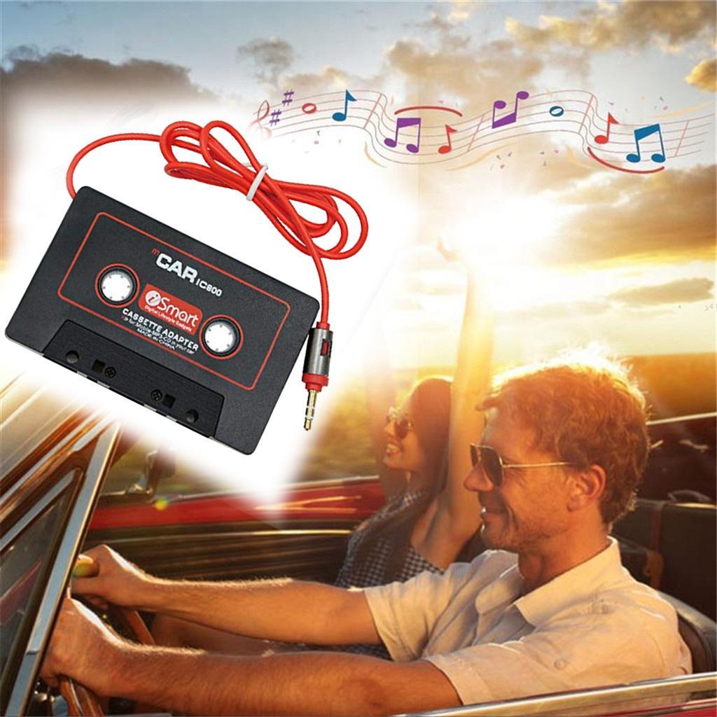 2x 3.5mm Jack Stereo to Car AUX Audio Cassette Tape Adapter Converter Black