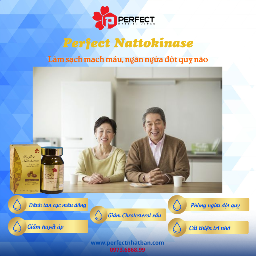 Perfect Nattokinase Nhật Bản - Giảm nguy cơ hình thành cục máu đông - phòng ngừa đột quỵ