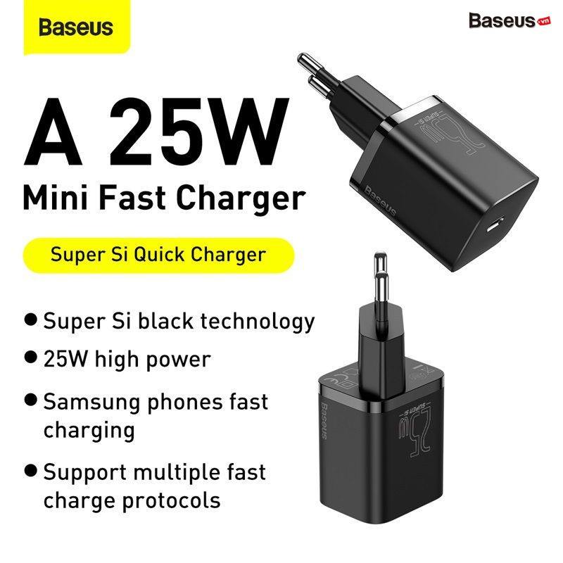 Cốc sạc nhanh Baseus Super Si Quick Charger 1C 25W- hàng chính hãng