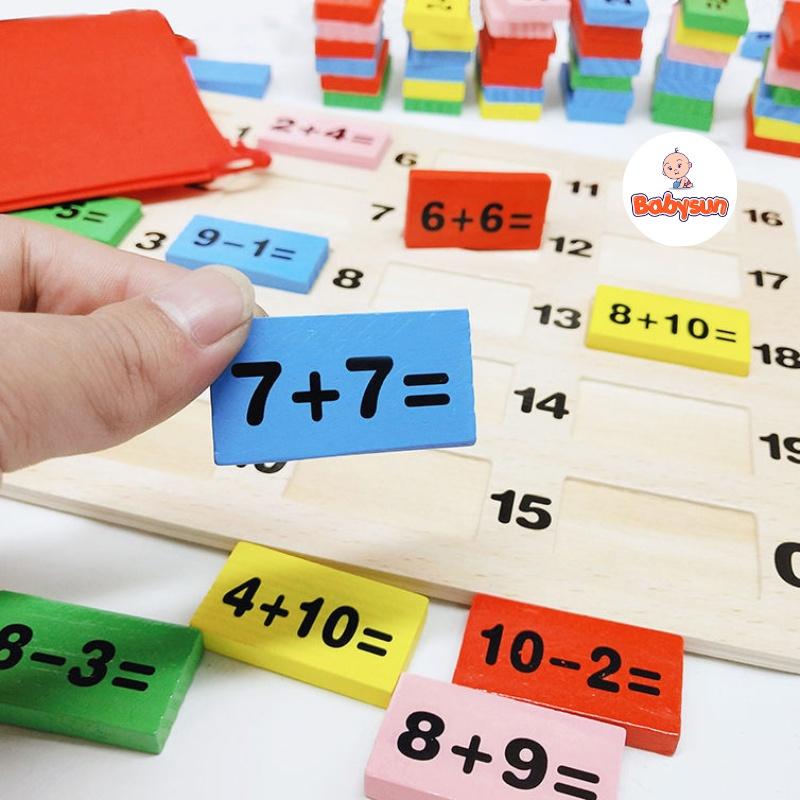 Đồ chơi 110 Quân Domino Phép Tính Học Toán Bằng Gỗ cho bé vừa chơi vừa học