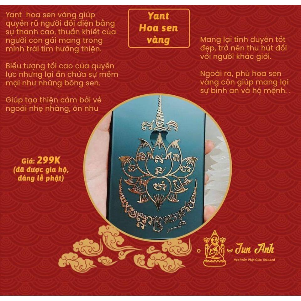 Linh phù HOA SEN VÀNG THÁI LAN - thu hút người thương - trợ bình an hộ mệnh dán điện thoại để bóp ví túi xách - Đã chú