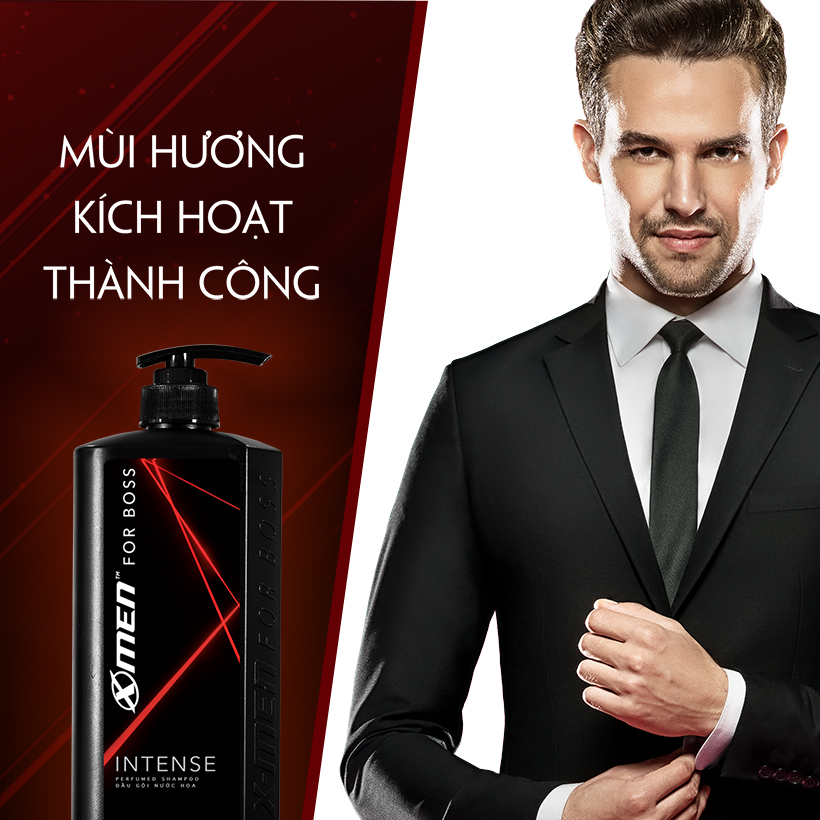 Combo Dầu gội nước hoa X-Men for Boss Intense 650g + Xịt khử mùi X-Men for Boss Intense 150ml