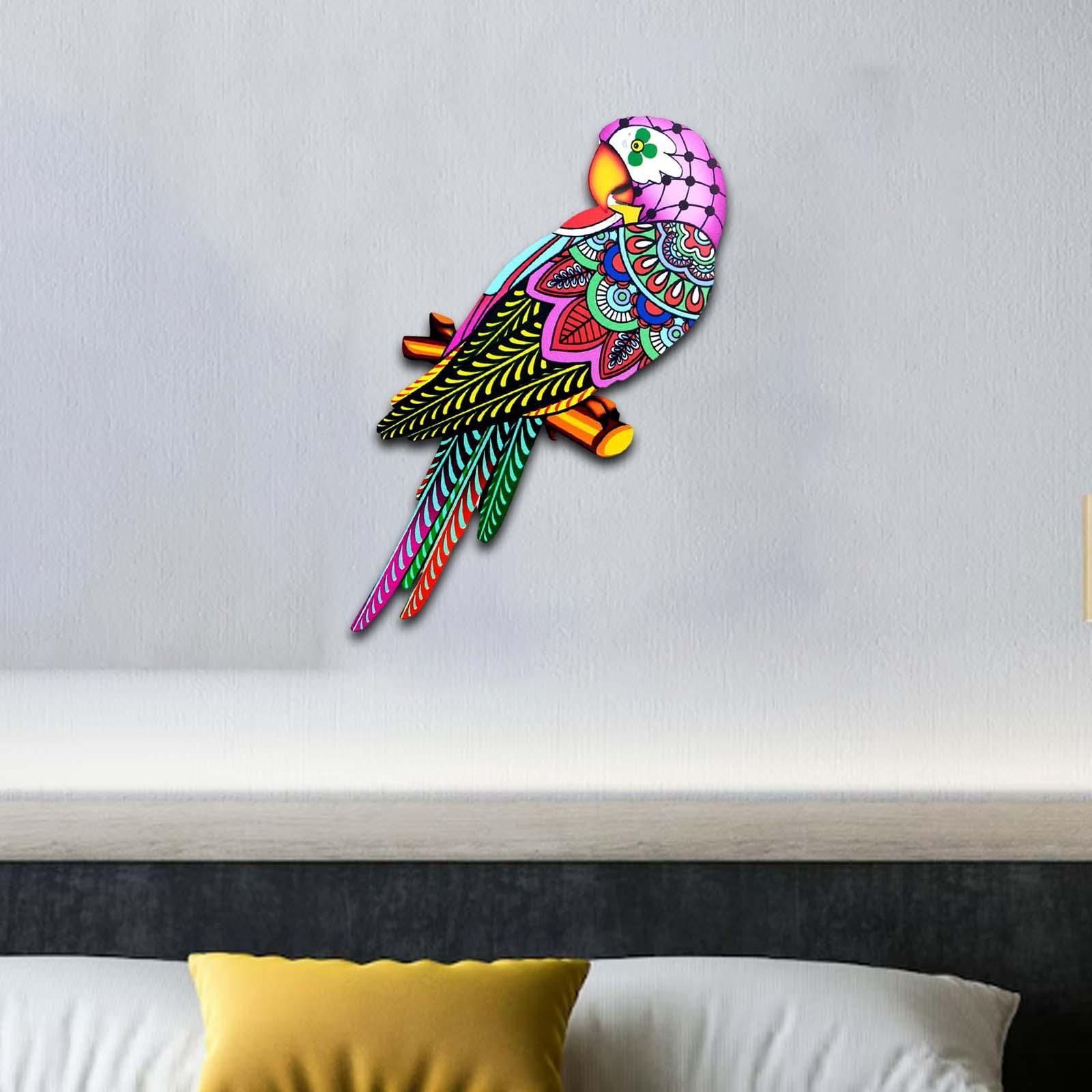 Bird Wall Art Decor Ornament Bird Model Iron Colorful Birds for Balcony Fence