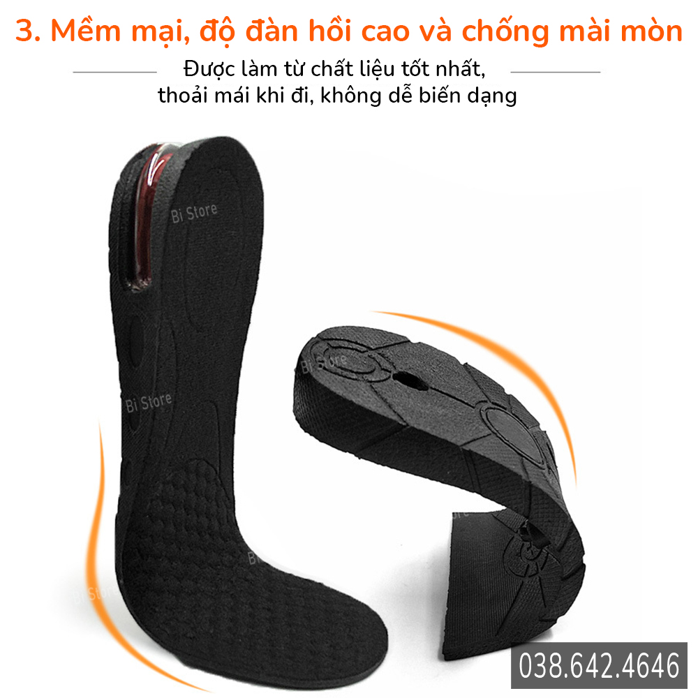 [Bán theo cặp] Lót giày tăng chiều cao 1,5 - 7,5cm có đệm khí cao cấp, thấm hút mồ hôi, thoáng khí, phù hợp với cả nam và nữ, chống trơn trượt (Cắt chỉnh size được tuỳ ý)