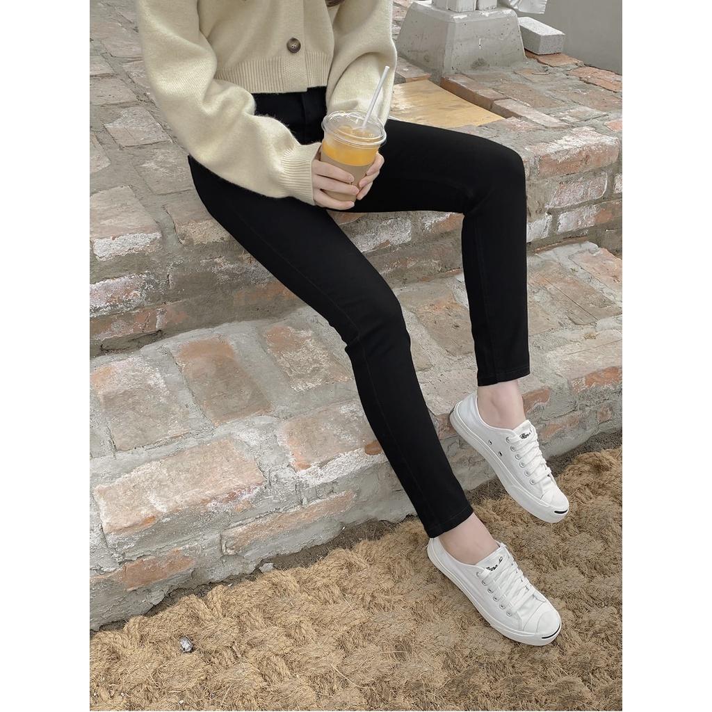 Quần Jean Nữ Lưng Cao Ôm Đen Co Giãn Skinny Tulidu Quần Nữ Lưng Cao