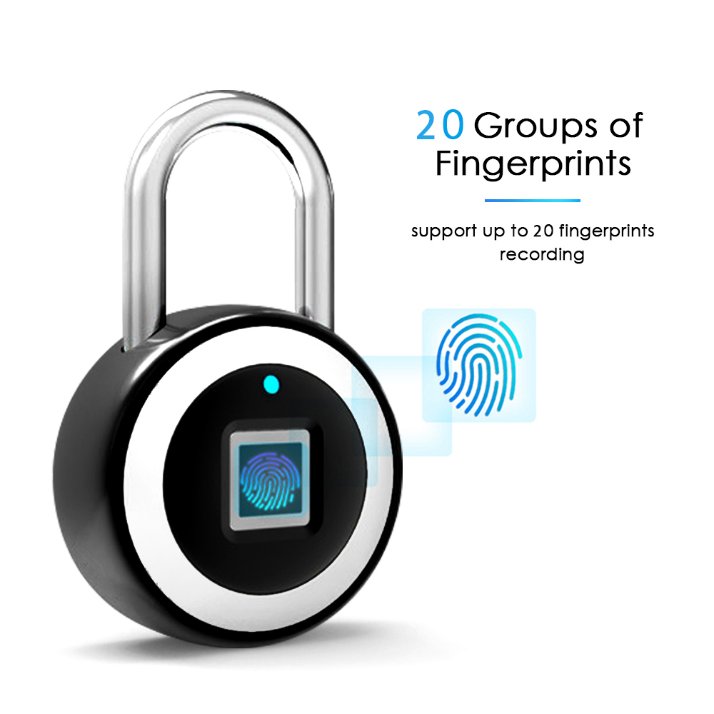 Ổ khóa vân tay bluetooth thông minh, lưu trữ đến 10 dấu vân tay, chống nước IP65, kết nối App