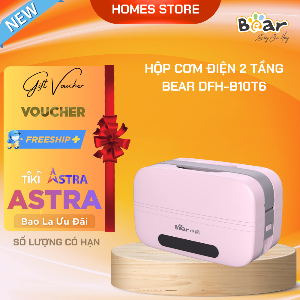 Hộp Cơm Điện Giữ Nhiệt Và Nấu BEAR DFH-B10T6 2 Tầng Dung Tích 1.2 Lít Công Suất 270 W - Hàng Nhập Khẩu