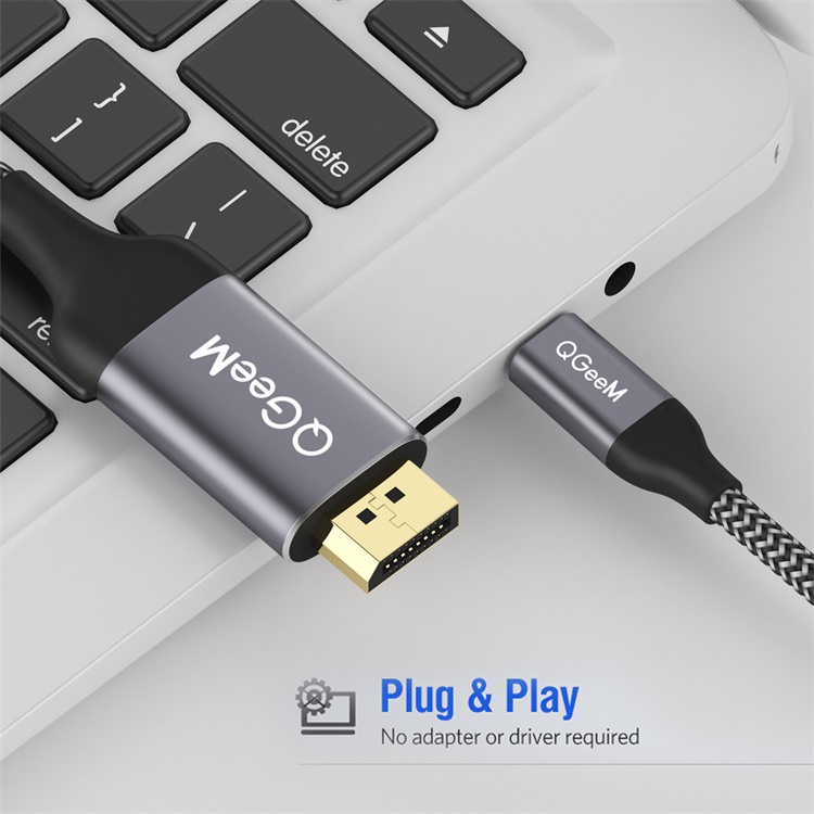 Cáp chuyển cổng QGeeM USB 3.1 Type C (Tương thích Thunderbolt 3) sang DP dài 1.2m 4K @ 60HZ, chuyển đổi USB C sang DP tương thích rộng rãi- Hàng chính hãng