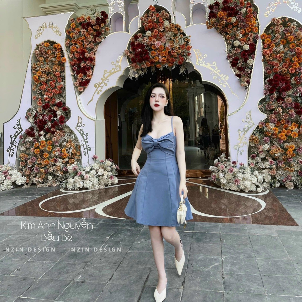 Đầm Xòe 2 Dây Kết Nơ Ngực Quyến Rũ