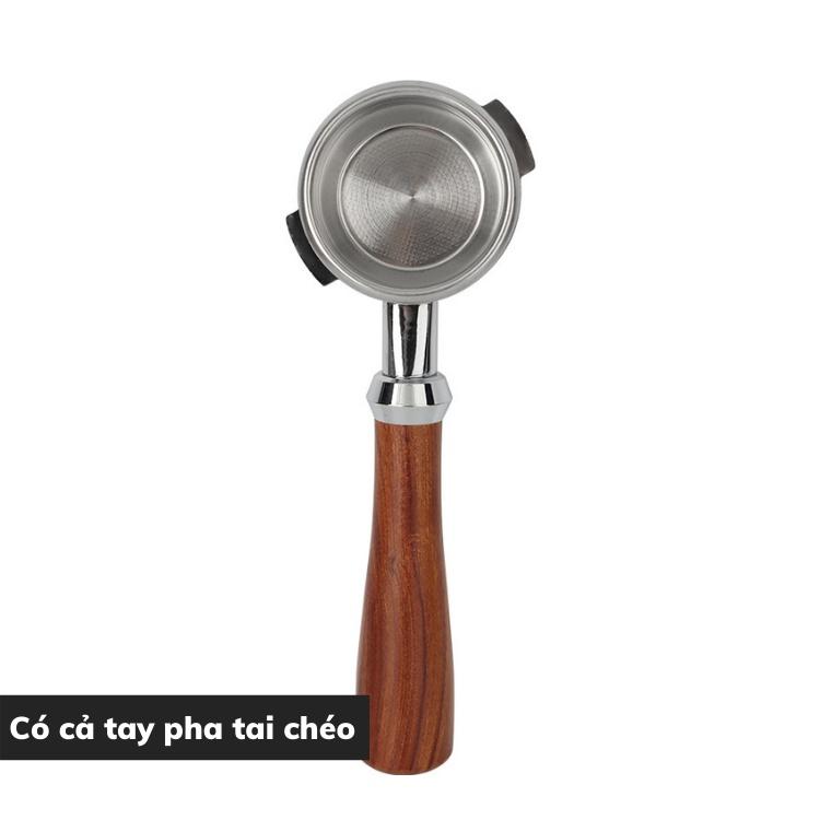 Tay pha cafe inox 58mm cao cấp chuyên dụng pha cà phê nguyên chất espresso cafe máy cán gỗ bảo hành 1 đổi 1 tay pha máy