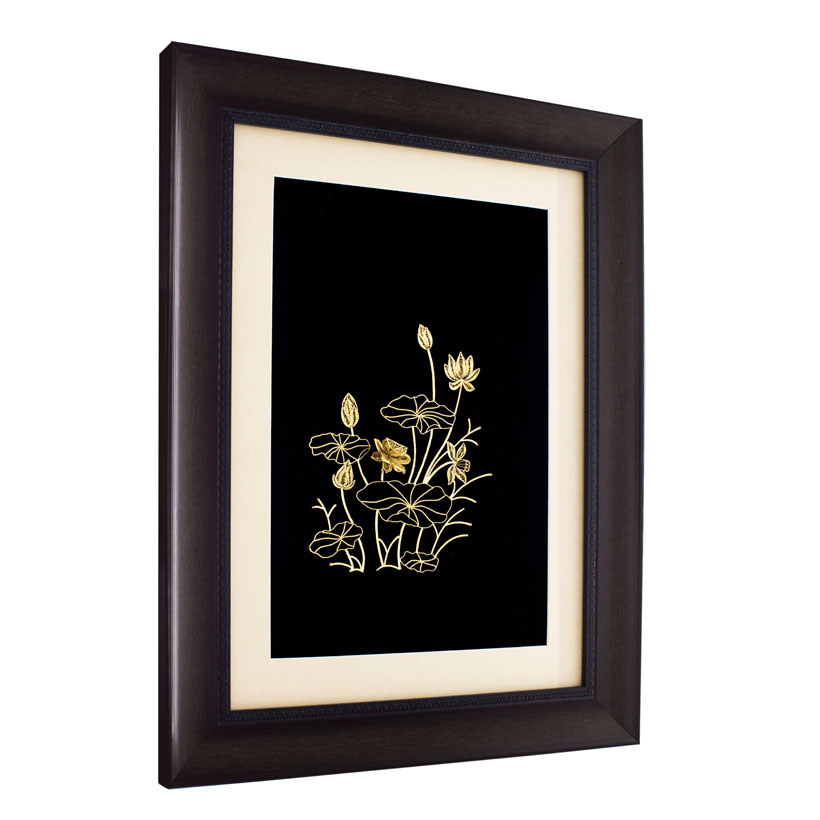 Tranh Hoa Sen Mạ vàng