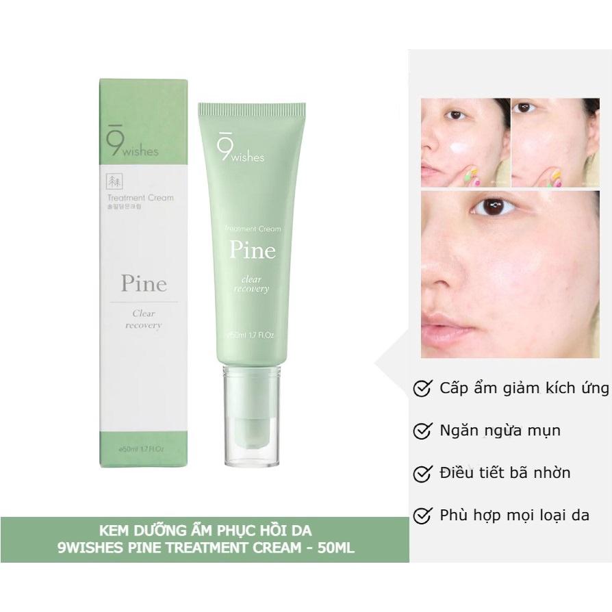 Kem Dưỡng Ẩm, Thu Nhỏ Lỗ Chân Lông Và Phục Hồi Da 9 Wishes Pine Clear Recovery Treatment Cream 50ml