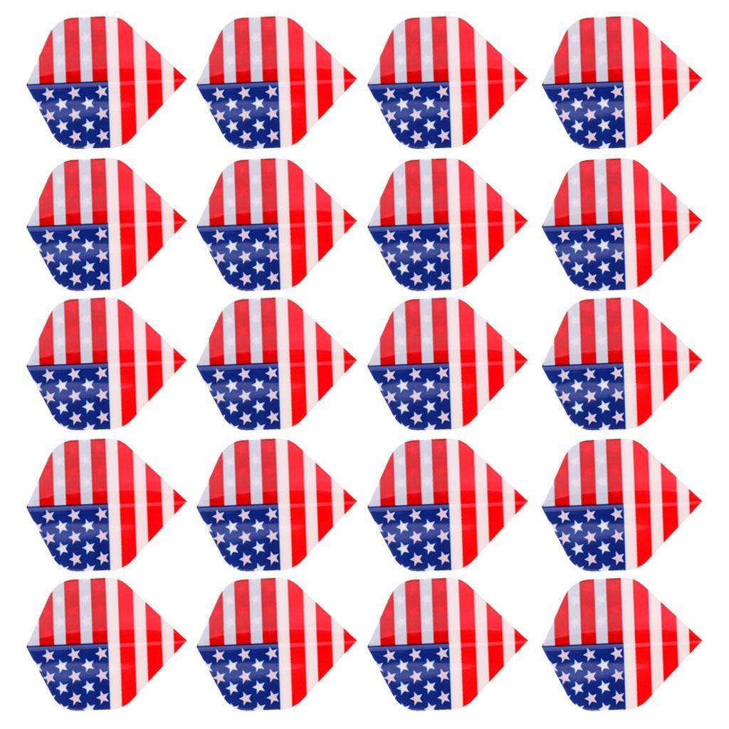 50 Pieces Standard Flights - National Flag and Flame Pattern- Durable and Professional