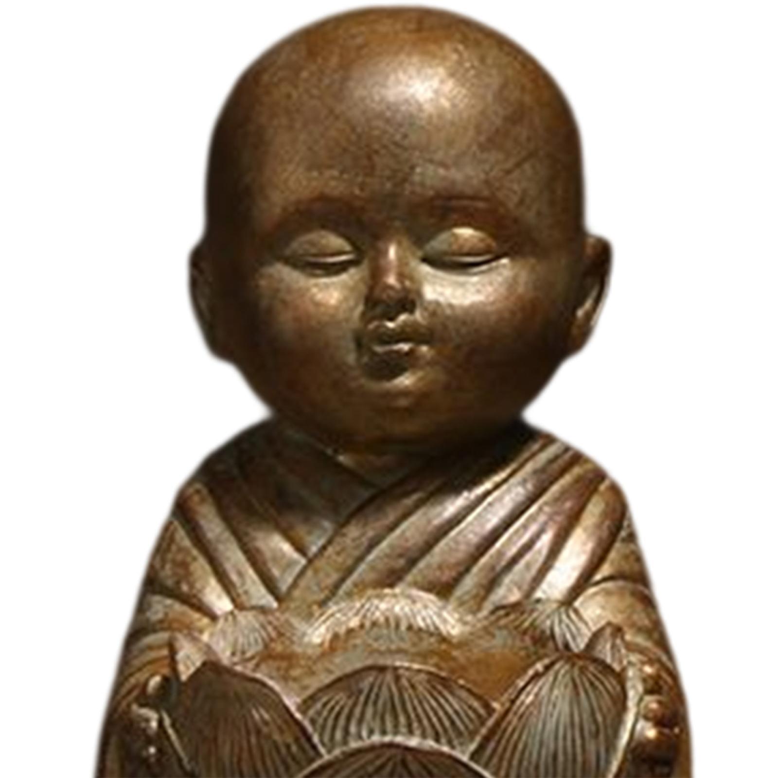 Buddha Statue Monk Doll, Candleholders Buddhist Showpiece Collectibles Monk Figurine Ornaments for Tabletop Centerpiece Meditation Decor