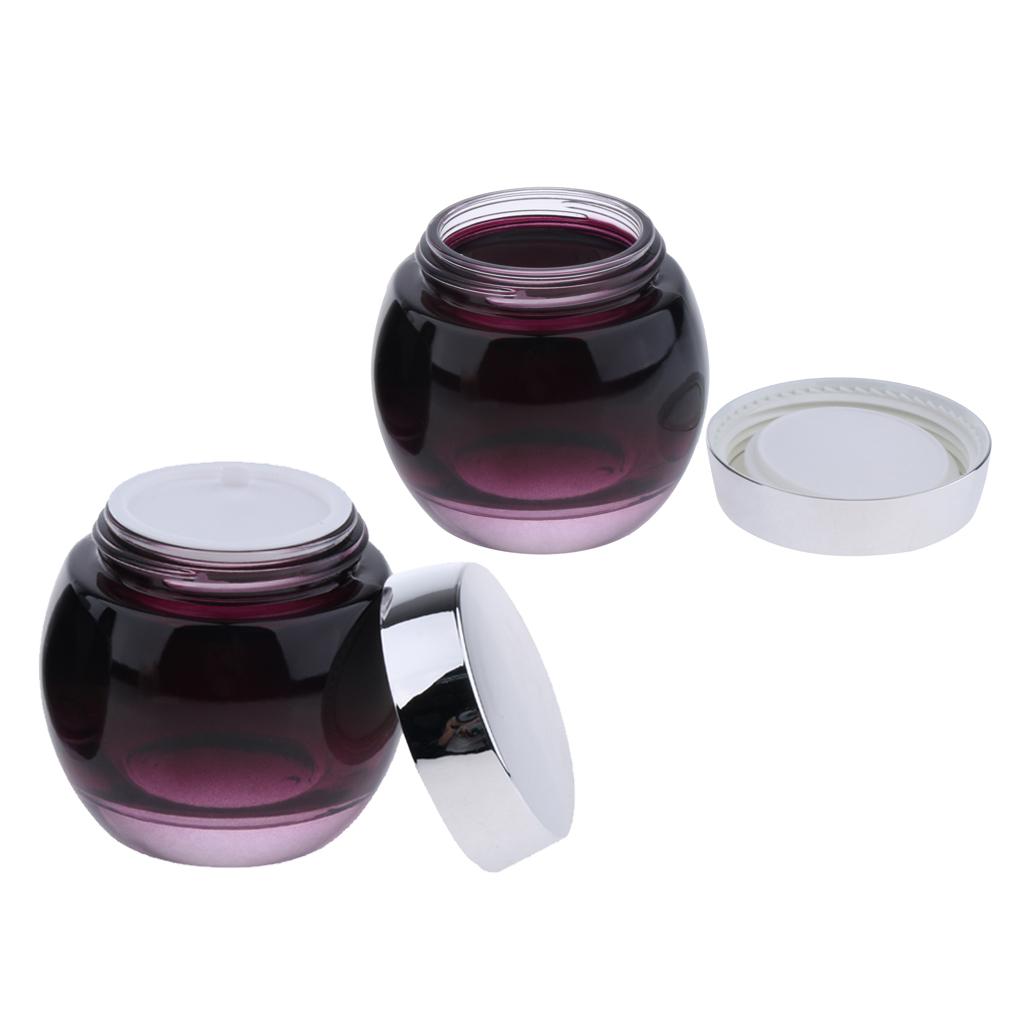 2Pcs 120g Glass Mask Jar Cream Containers Cosmetic Empty Can Sample Bottle - Purple Gradient Bottle Body - Refillable/Reusable
