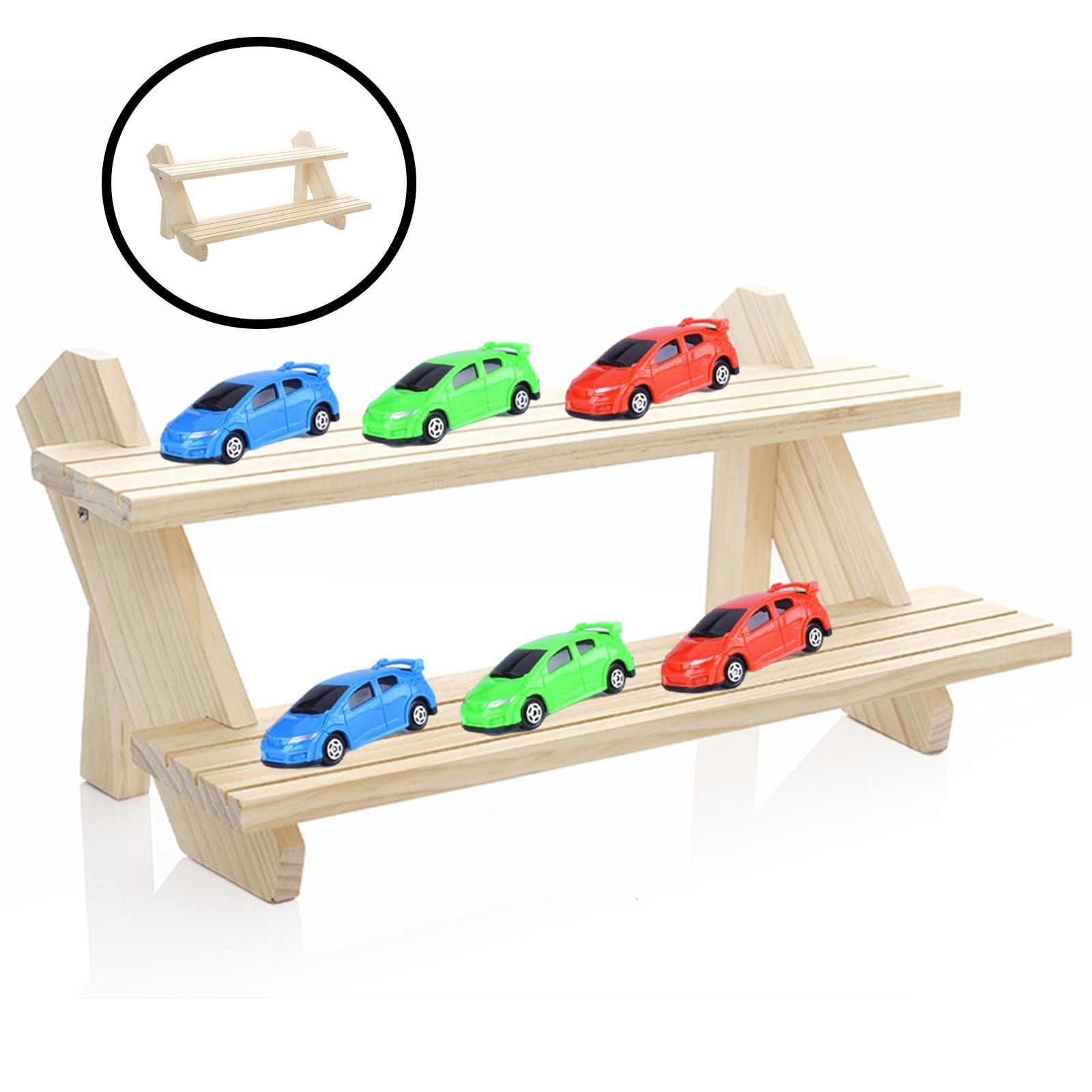 Wooden Jewelry Display Tray Necklace Earrings Storage Rack Two Layers