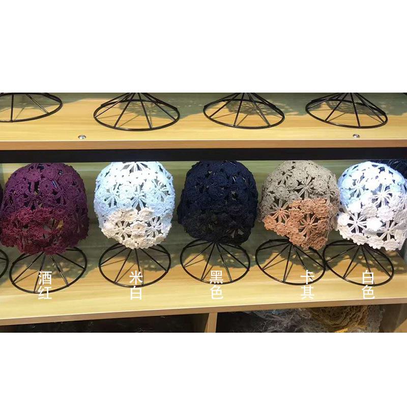 Tay Dệt Hoa Rỗng Ra Mỏng Nắp Ren Thoáng Khí Băng Đô Cài Tóc Turban Gọng Đan Móc Nón Phụ Nữ Bao Đầu Vào Mùa Xuân Và mùa Hè