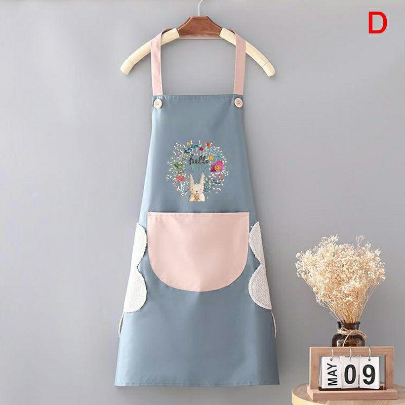 Tạp Dề Hoa Thỏ, Có Chỗ Lau Tay, Để ĐT Tiện Dụng, Chất Liệu Chống Thấm, Thời Trang Mới