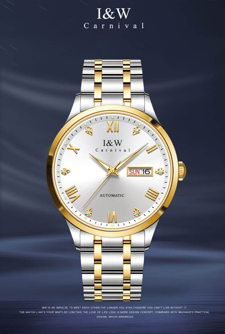 Đồng hồ nam chính hãng IW CARNIVAL IW679G-1 Kính sapphire ,chống xước ,Chống nước 30m ,Bảo hành 24 tháng,Máy cơ (Automatic),dây kim loại thép không gỉ 316L, thiết kế đơn giản dễ đeo