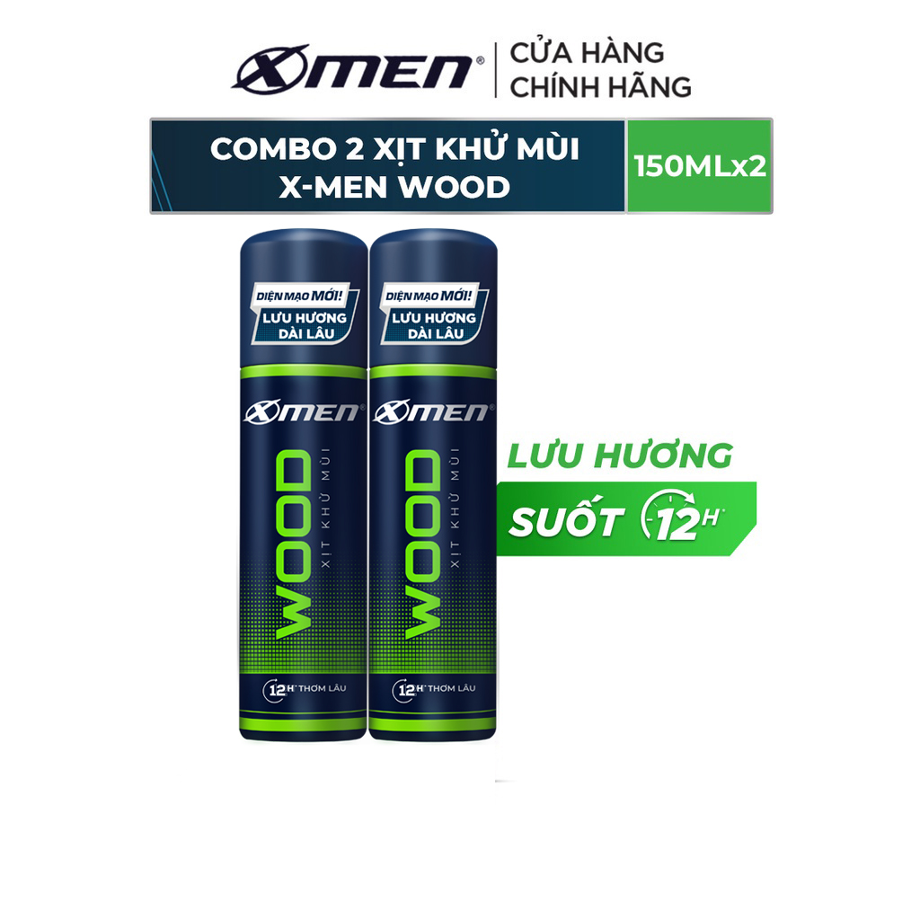 Combo 2 Xịt khử mùi X-men Wood 140ml/chai