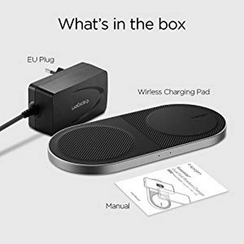 Bộ Sạc Không Dây Spigen Essential F310W Dual Qi Fast Wireless Charger - hàng chính hãng