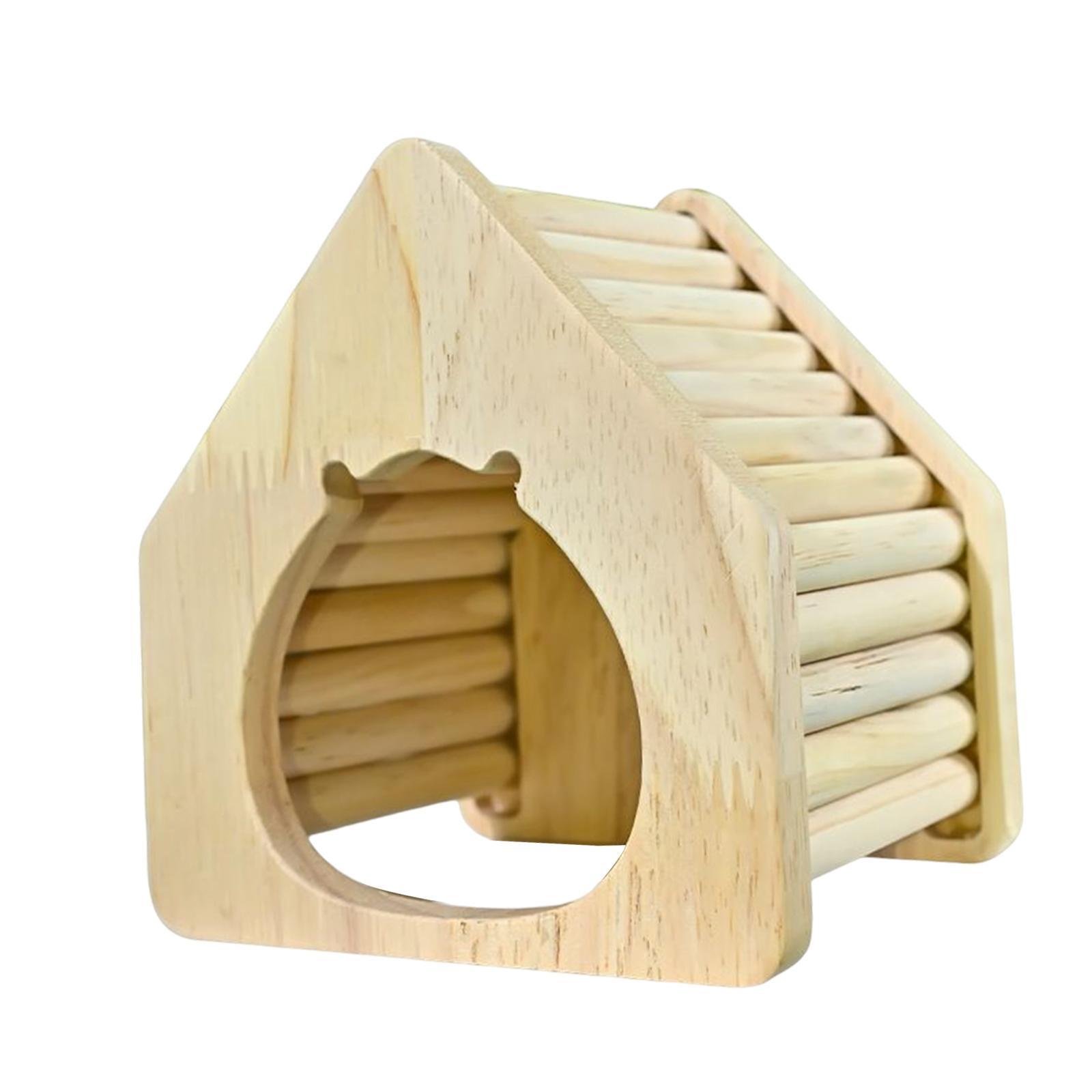 Wooden Hamster House Hideout, Playground Nest Box Hut, Furniture Climbing Toy for Chinchilla, Hedgehog, Gerbil, Rat, Ferret