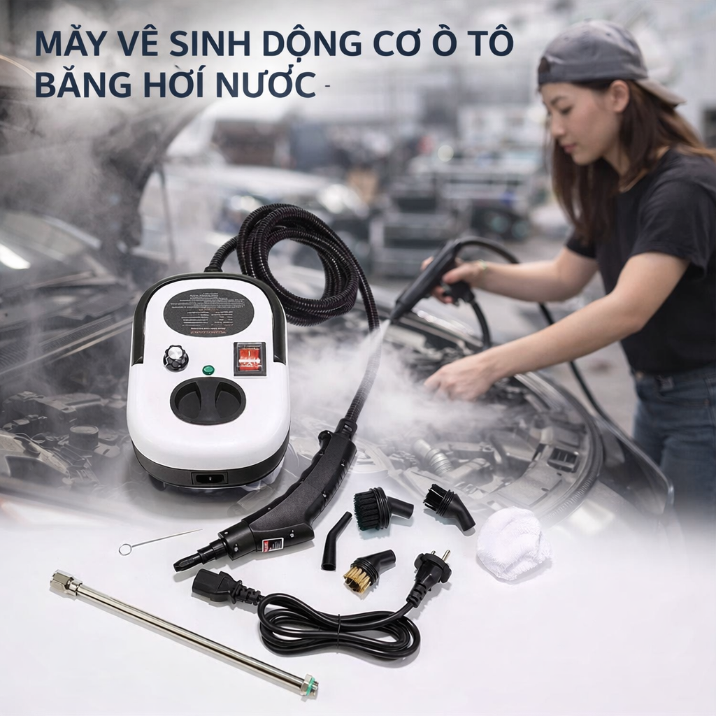 Máy Vệ Sinh Hơi Nước Nóng Đa Năng Loại Tốt – Làm Sạch Khoang Máy Ô Tô, Nội Thất, Diệt Khuẩn Hiệu Quả