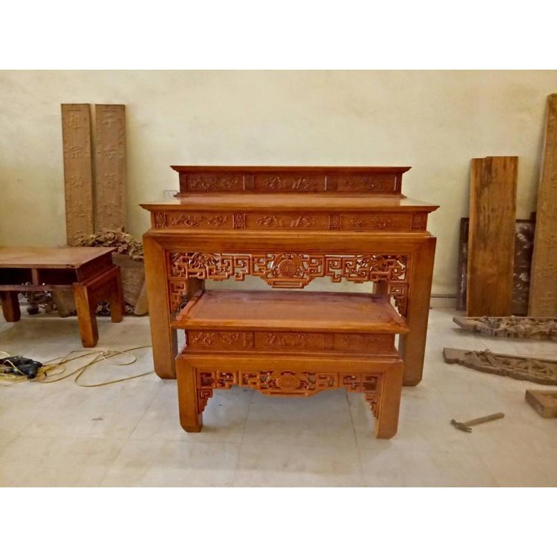 Bàn thờ gỗ hương đá hàng đẹp 127cm