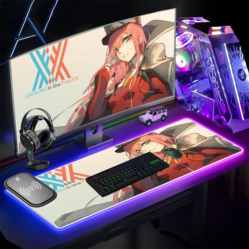 Tấm lót chuột phát sáng Amazon rgb tốt nhất dễ thương số 0 hai cô gái lớn chống trượt trò chơi bóng ma có đèn led trò chơi pad thi đấu điện