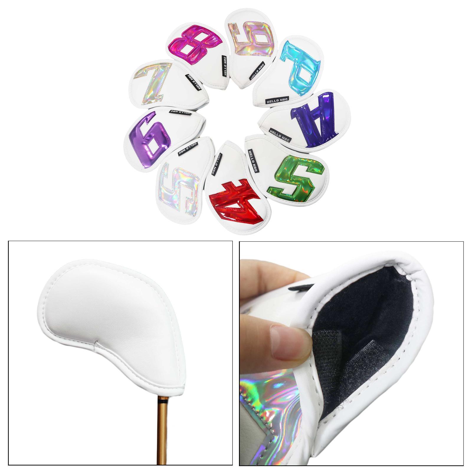 9x Golf Iron Head Cover Club Headcover Anti- Covers White