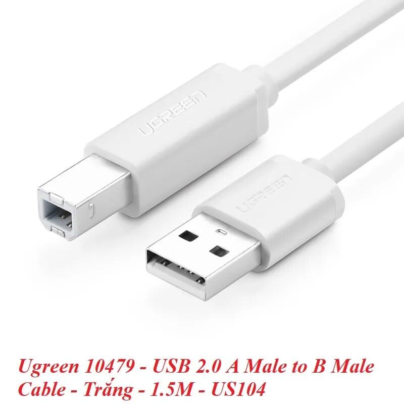 Ugreen UG10479US104TK 1.5M màu Trắng Cáp USB 2.0 sang USB B máy in - HÀNG CHÍNH HÃNG