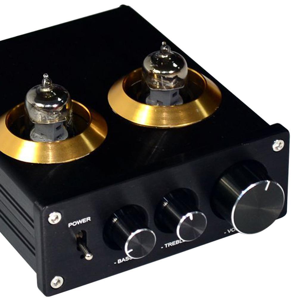 HiFi 6J1 Value Tube Preamplifier Amplifiers Treble & Bass Tone Control Black