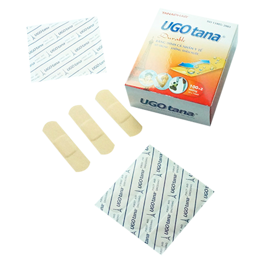 Hộp 100 Miếng + 2 Miếng Băng Dính Cá Nhân Y Tế Ugotana Đã Tiệt Trùng