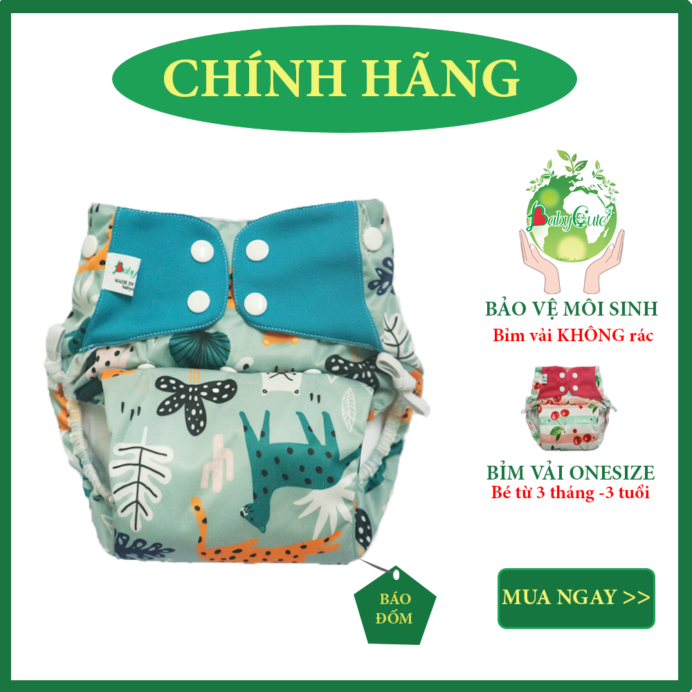 Tã vải BabyCute ban Đêm Siêu chống tràn - Mua 2 bộ tã size L (14-24kg) - Tặng 2 Khẩu trang vải 3D - Giao mẫu ngẫu nhiên