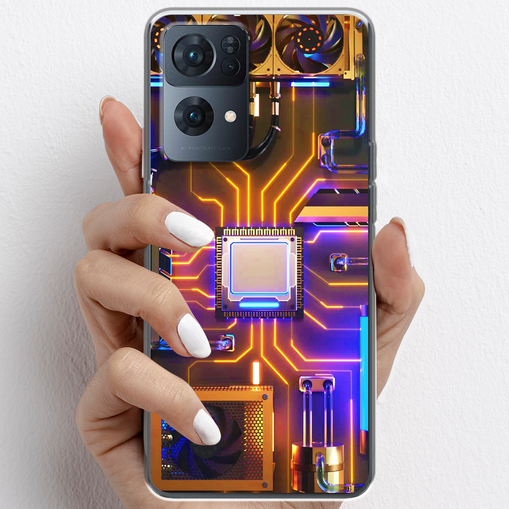 Ốp lưng cho Oppo Reno7 Pro  nhựa TPU mẫu Chip CPU máy tính