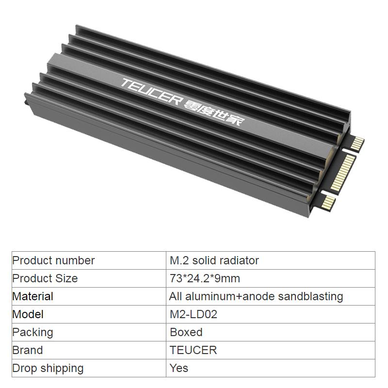 TEUCER 2280 SSD Tản Nhiệt M.2 NVME Tản Nhiệt Hợp Kim Nhôm Magie PC Tản Nhiệt Hiệu Quả Với Miếng Tản Nhiệt M2 SSD Tản Nhiệt